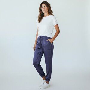 Olivaceous Purple Satin Cargo Jogger Pants with Pockets NWT - Size M